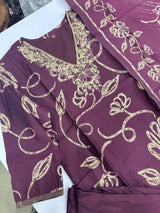 delicate butterfly motifs  Kurti Pant Dupatta Set