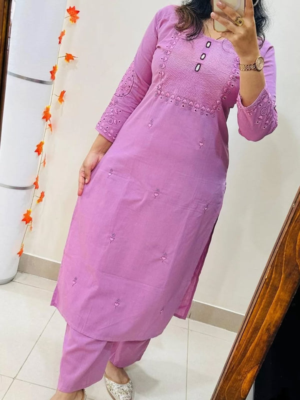Pure Cotton Kurta Pant Plazo Set