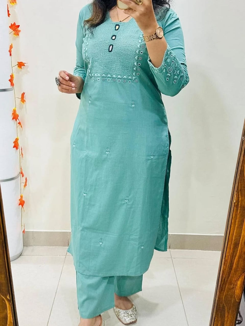 Pure Cotton Kurta Pant Plazo Set
