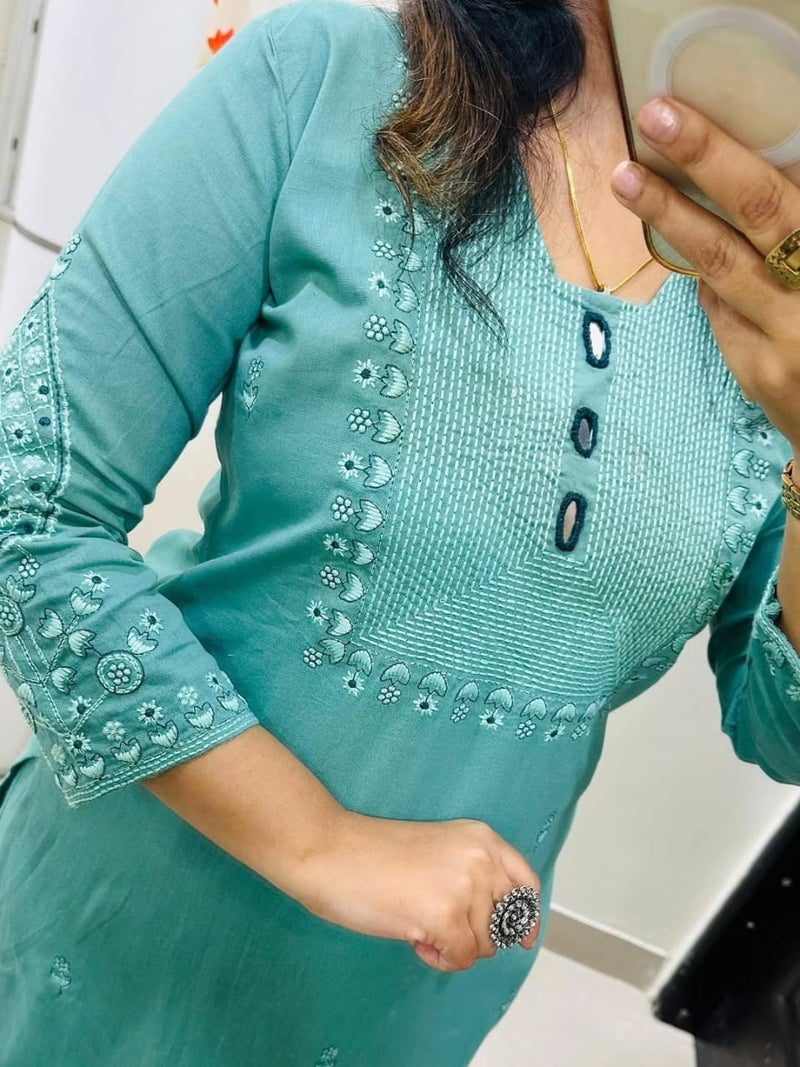 Pure Cotton Kurta Pant Plazo Set