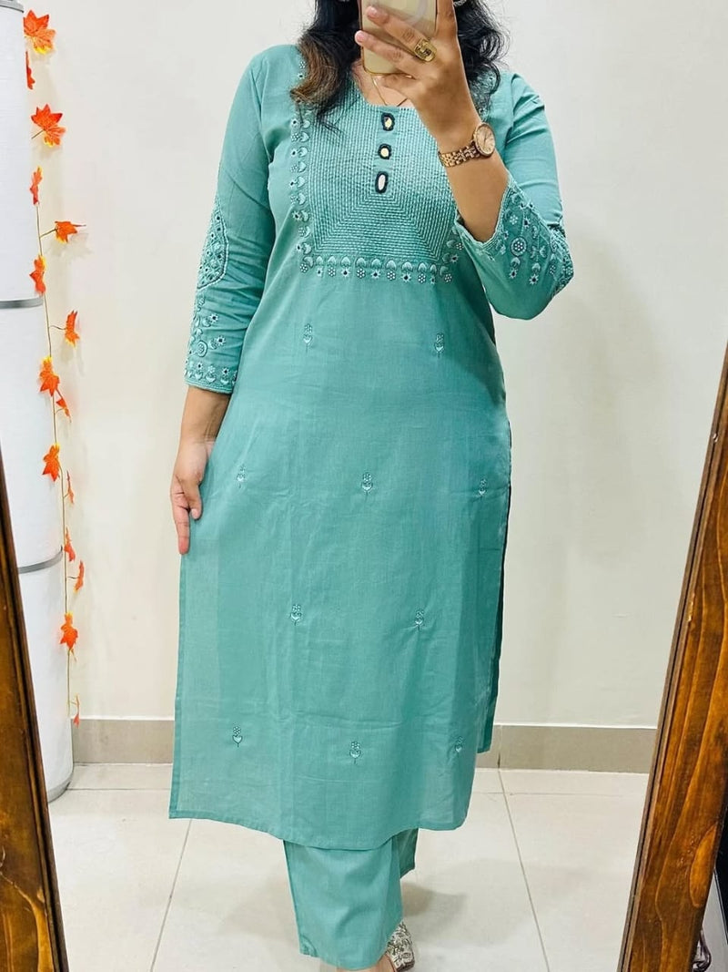 Pure Cotton Kurta Pant Plazo Set