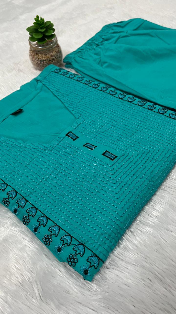 Pure Cotton Kurta Pant Plazo Set