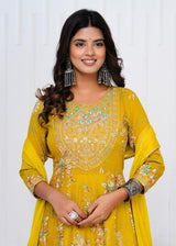 Designer  premium heavy cotton Anarkali Style Kurti Pant Dupatta Set