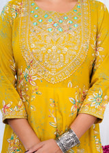 Designer  premium heavy cotton Anarkali Style Kurti Pant Dupatta Set