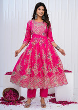 Designer  premium heavy cotton Anarkali Style Kurti Pant Dupatta Set