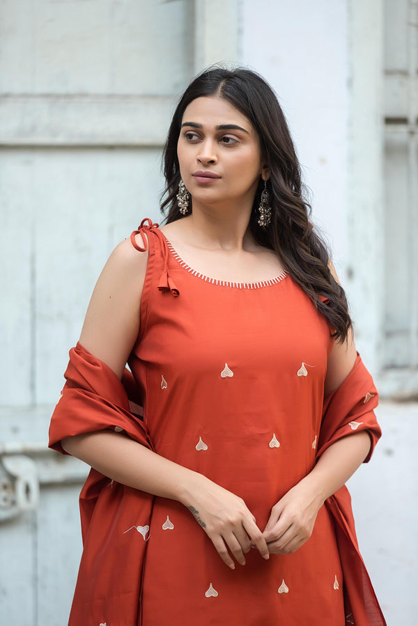 Premium Cotton sleeveless cotton kurti set