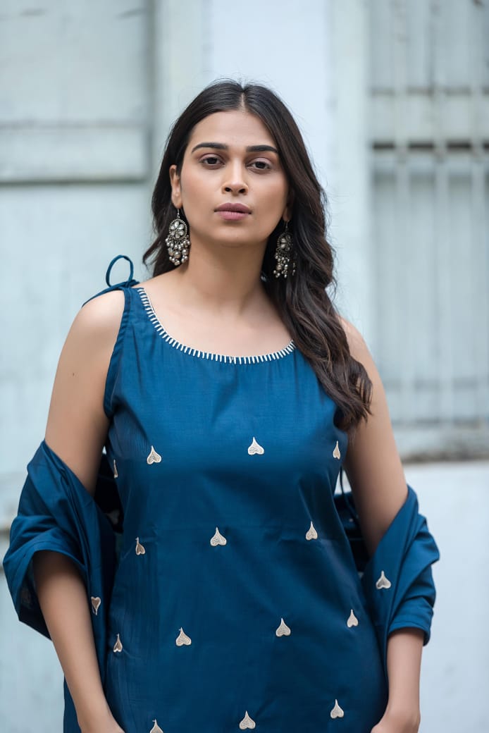 Premium Cotton sleeveless cotton kurti set