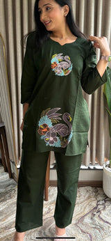 Delicate Embroidery Work  Elegant Cotton Co-ord Set