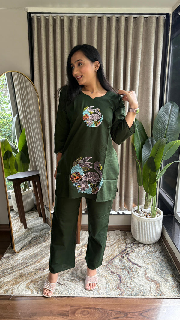 Delicate Embroidery Work  Elegant Cotton Co-ord Set