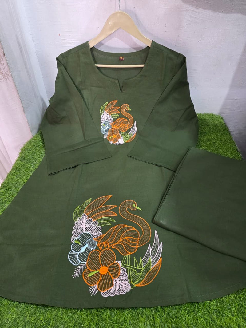 Delicate Embroidery Work  Elegant Cotton Co-ord Set