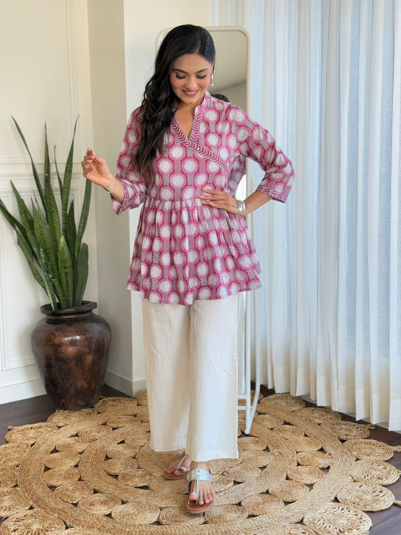 Premium Pure Cotton Angrakha Style Co-ord Set