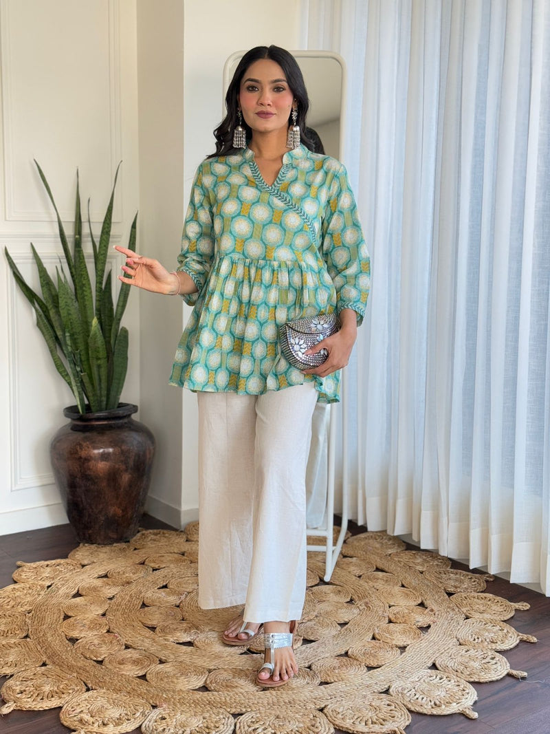 Premium Pure Cotton Angrakha Style Co-ord Set