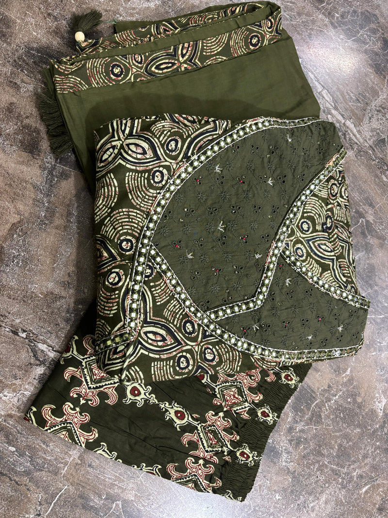 Printed Cotton  flared Anarkali suit