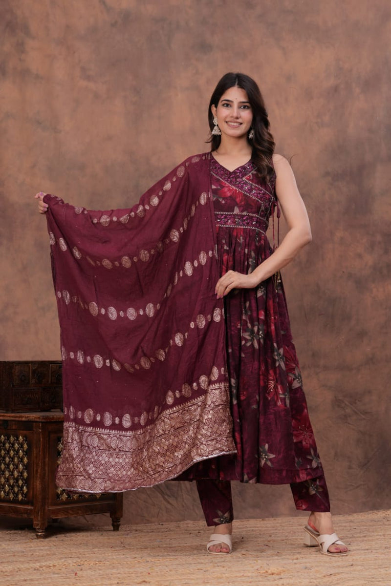 luxurious partywear muslin  Full Flair Anarkali set