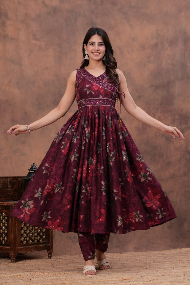 luxurious partywear muslin  Full Flair Anarkali set