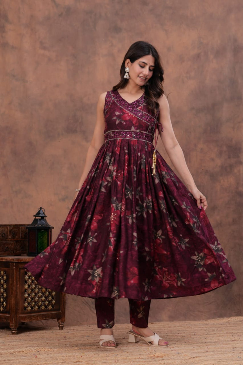 luxurious partywear muslin  Full Flair Anarkali set