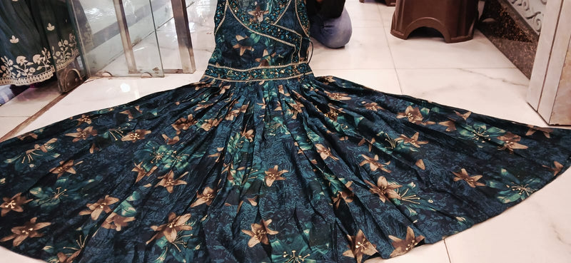 luxurious partywear muslin  Full Flair Anarkali set