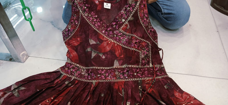 luxurious partywear muslin  Full Flair Anarkali set