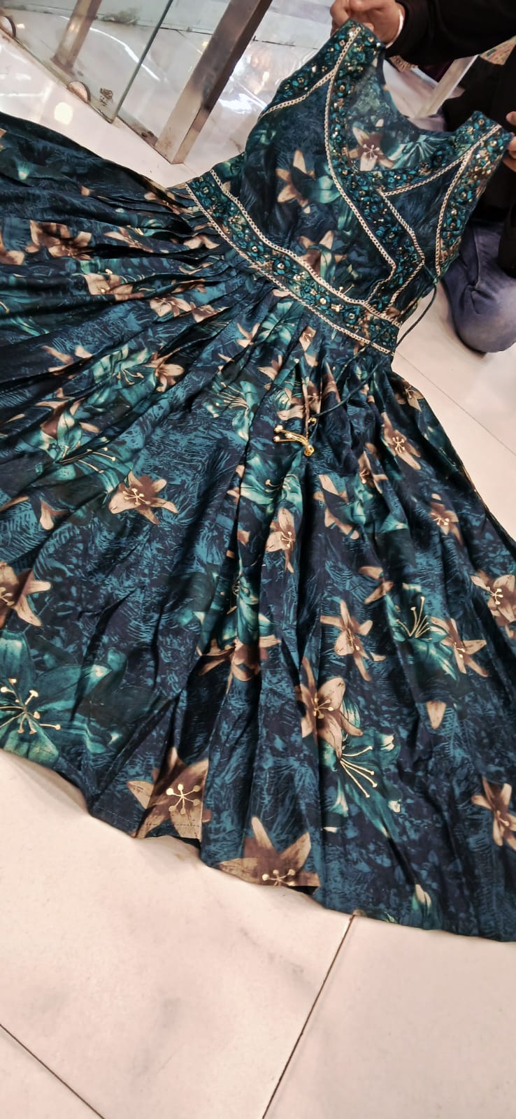 luxurious partywear muslin  Full Flair Anarkali set