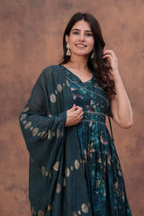 luxurious partywear muslin  Full Flair Anarkali set