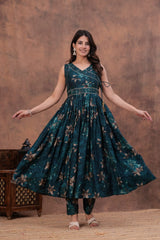 luxurious partywear muslin  Full Flair Anarkali set