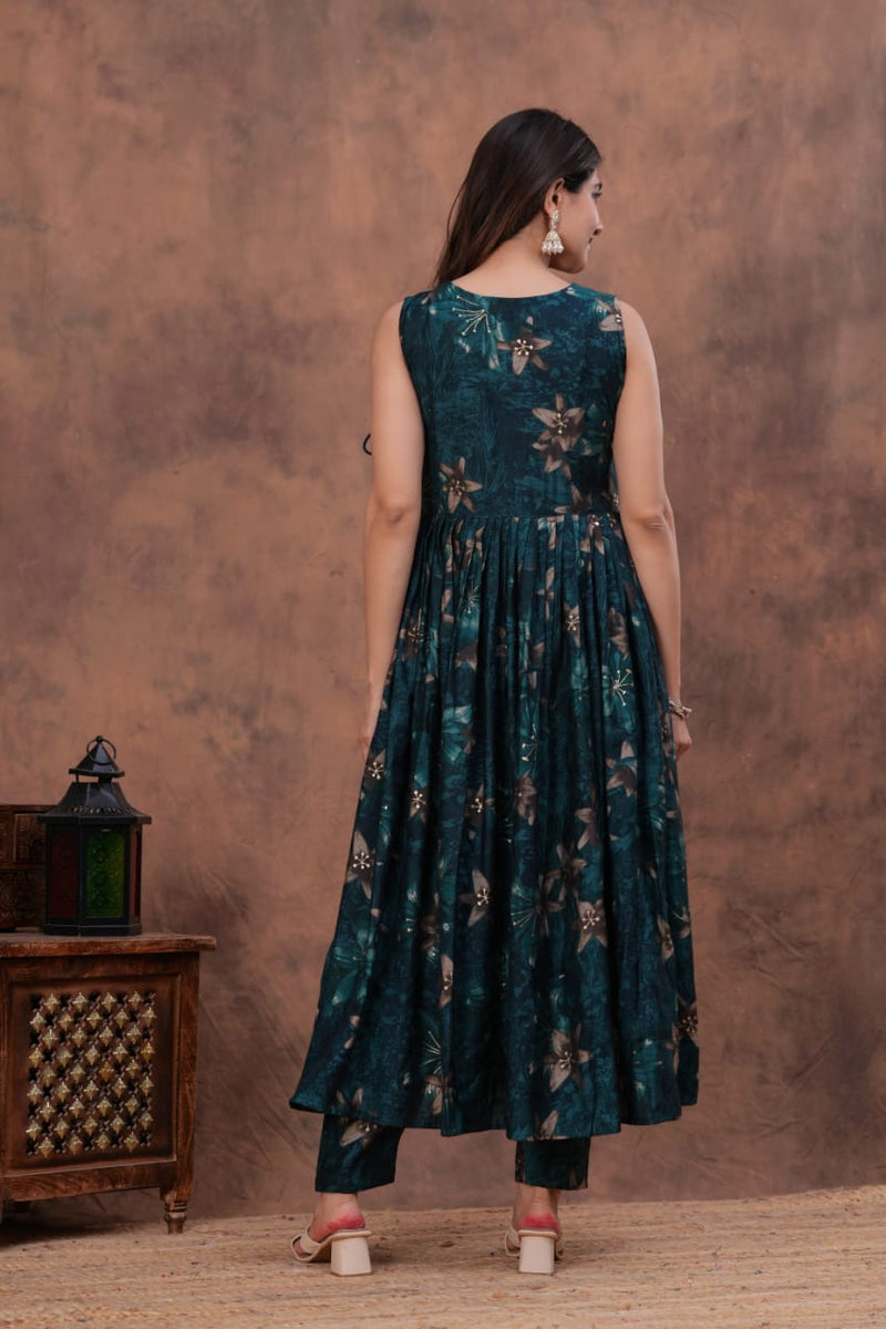 luxurious partywear muslin  Full Flair Anarkali set