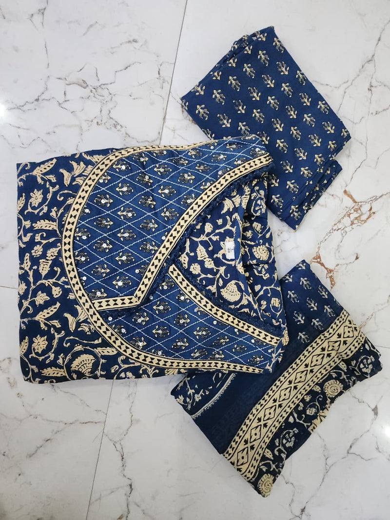 beautifully crafted 3-piece cotton suit set