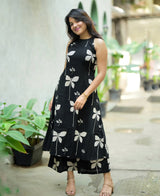 trendy A-line pattern with cut sleeves Premium Floral Fine Cotton Co-ord Set