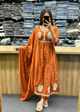 premium heavy cotton Designer Straight Style Kurti Set