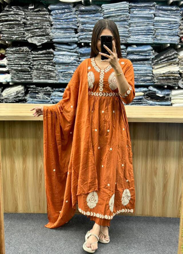 premium heavy cotton Designer Straight Style Kurti Set