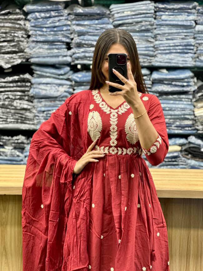 premium heavy cotton Designer Straight Style Kurti Set