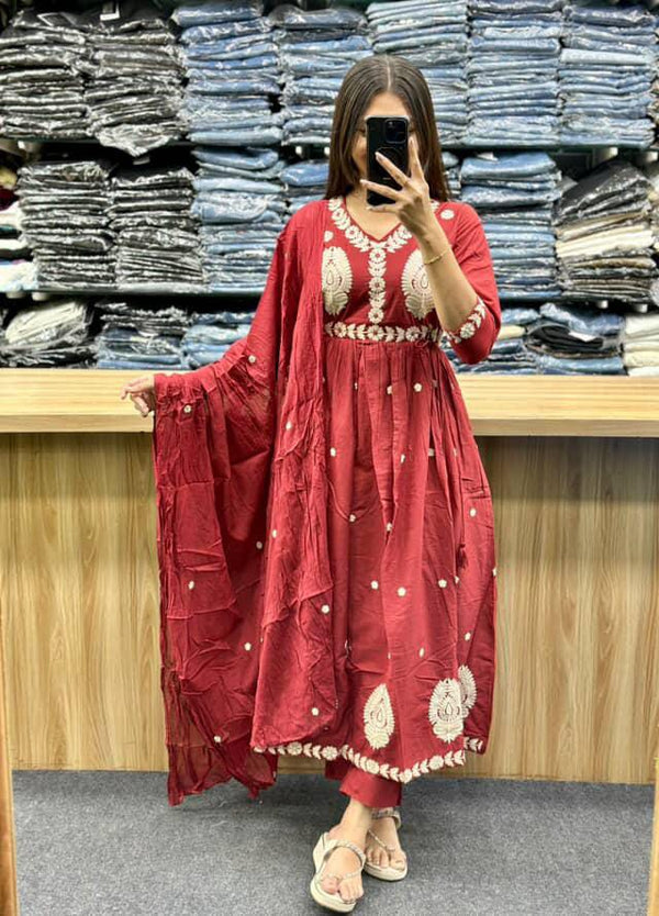 premium heavy cotton Designer Straight Style Kurti Set