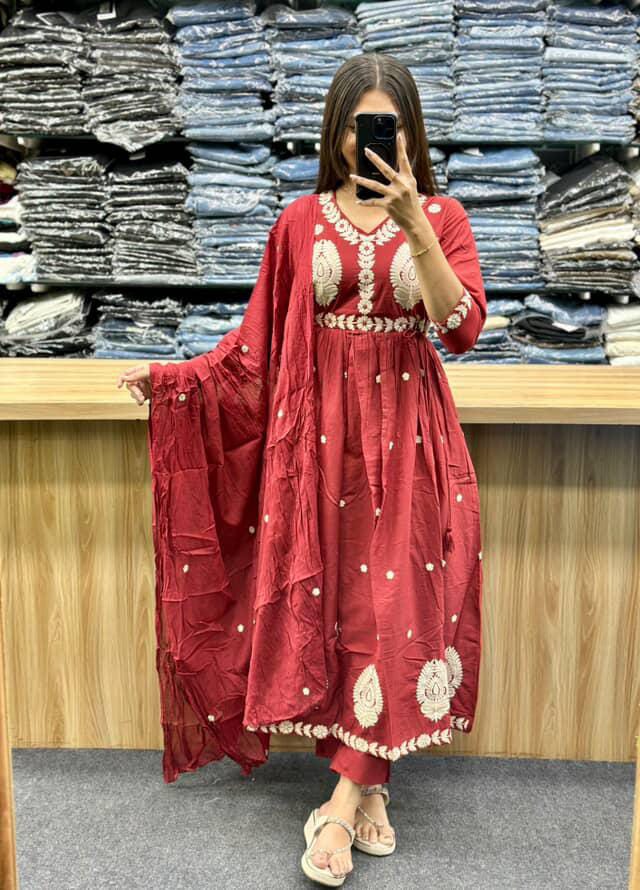 premium heavy cotton Designer Straight Style Kurti Set
