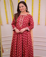 Pure Cotton  exclusive A-Line kurti pant dupatta set
