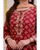 Pure Cotton  exclusive A-Line kurti pant dupatta set