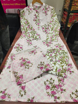 beautiful printed cotton Kurti Pant with Malmal Dupatta set