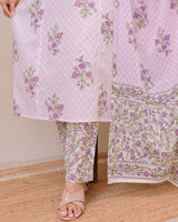 beautiful printed cotton Kurti Pant with Malmal Dupatta set