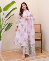beautiful printed cotton Kurti Pant with Malmal Dupatta set