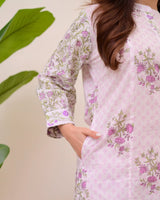 beautiful printed cotton Kurti Pant with Malmal Dupatta set