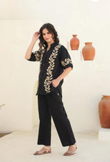 Elegant embroidery detailing  Premium Cotton co ord set