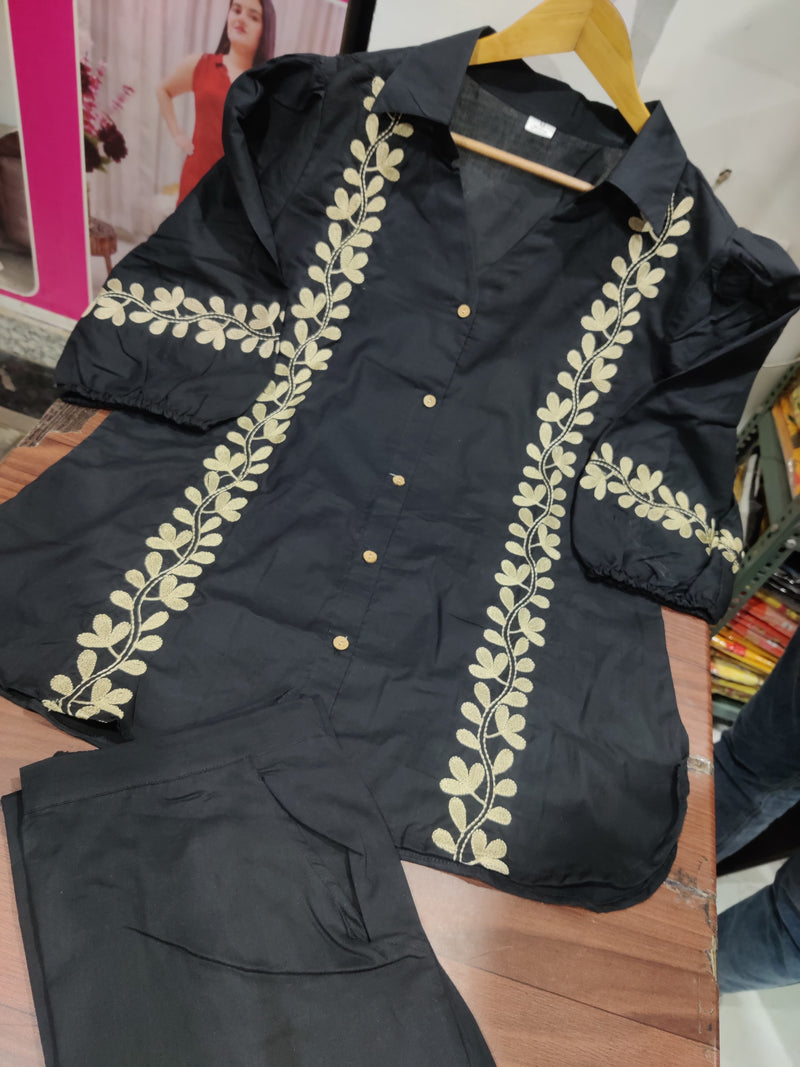 Elegant embroidery detailing  Premium Cotton co ord set