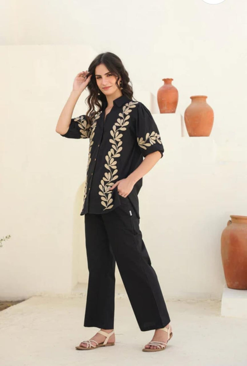 Elegant embroidery detailing  Premium Cotton co ord set