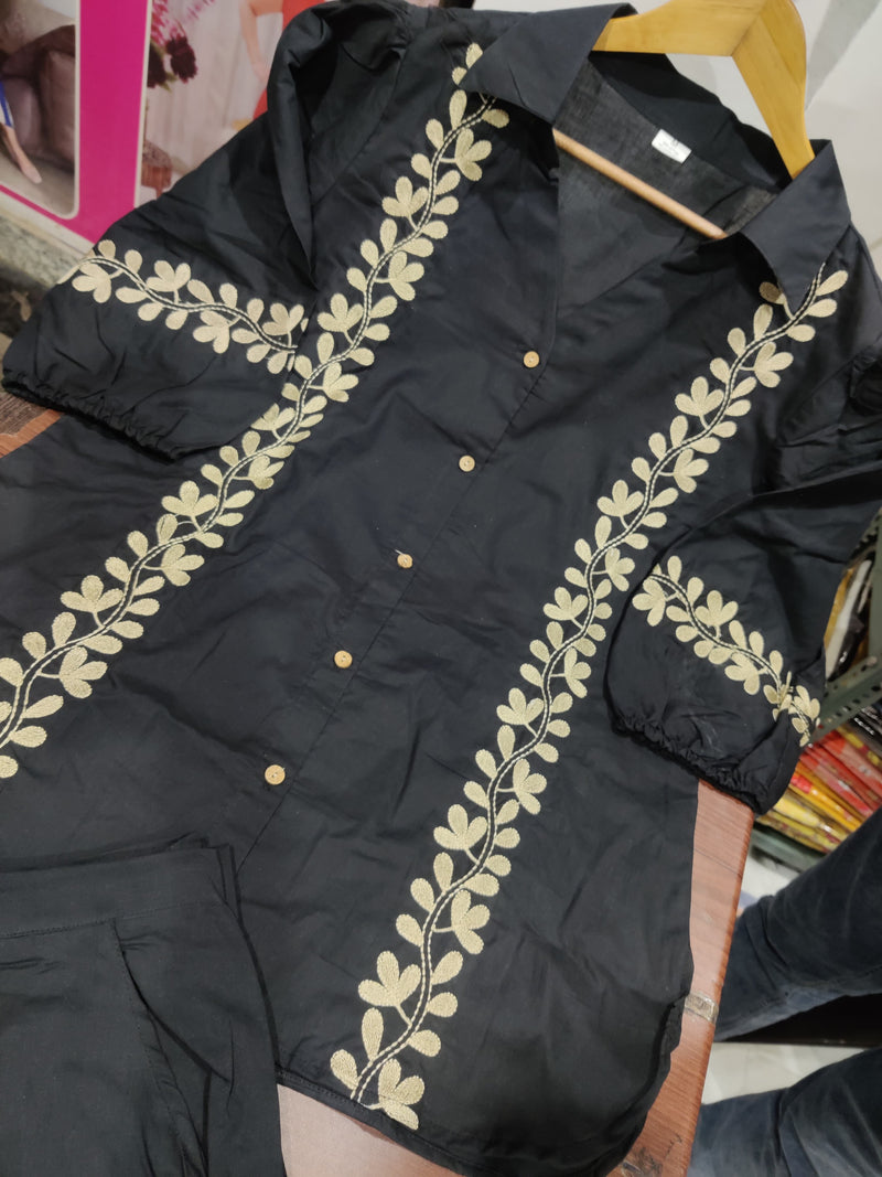 Elegant embroidery detailing  Premium Cotton co ord set