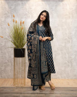 Premium Heavy Cotton  Kurti  Pant  Dupatta  Set
