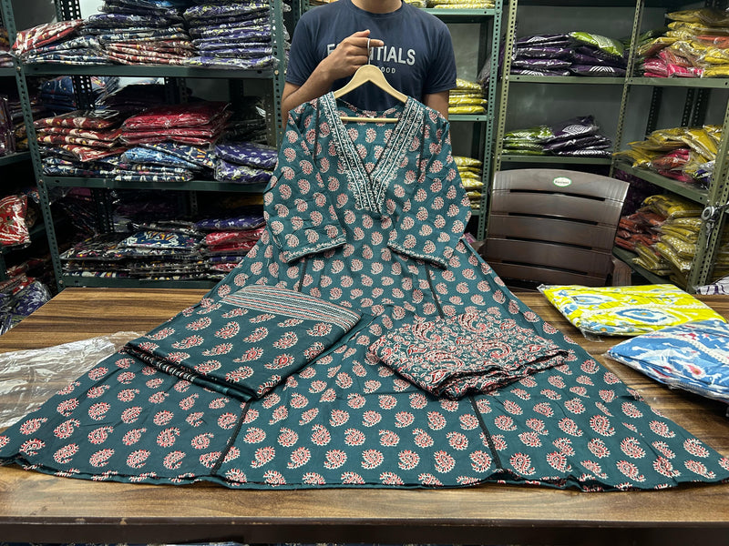 Premium Heavy Cotton  Kurti  Pant  Dupatta  Set