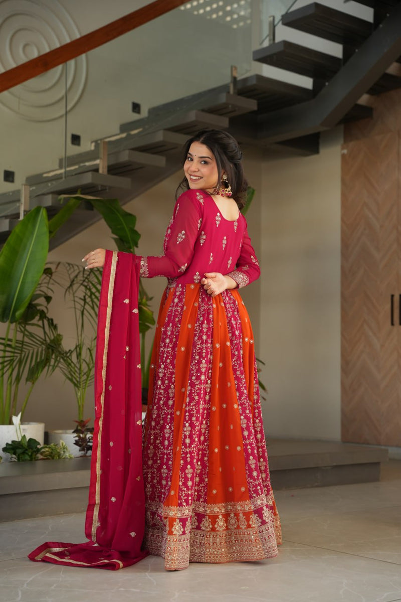 Premium Faux Blooming with Zari &amp; Sequins Embroidery  luxury gown set