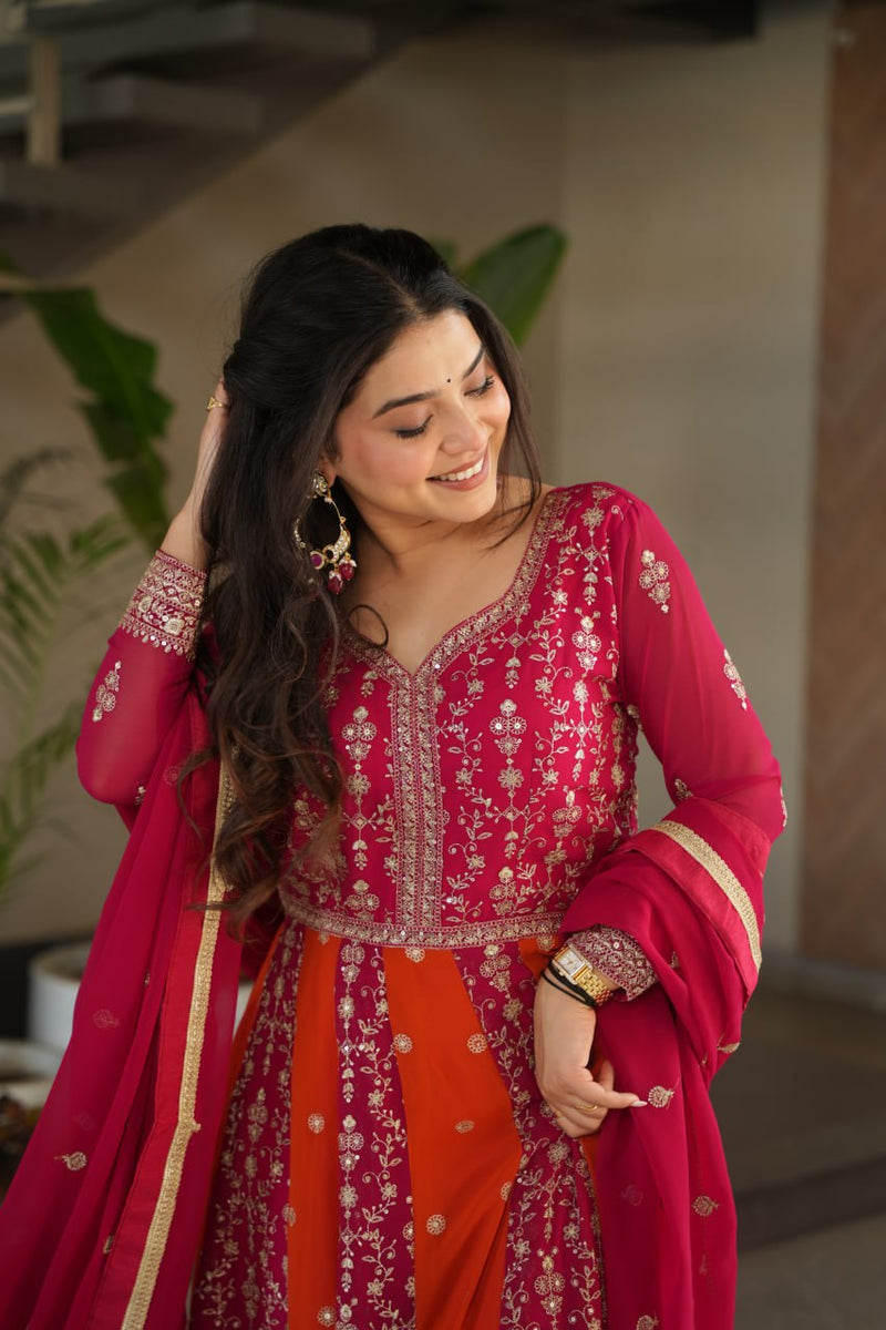 Premium Faux Blooming with Zari &amp; Sequins Embroidery  luxury gown set