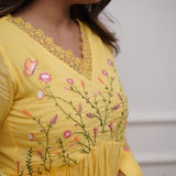 Premium Cotton Straight Fit with Embroidered Neckline kurti pant dupatta set