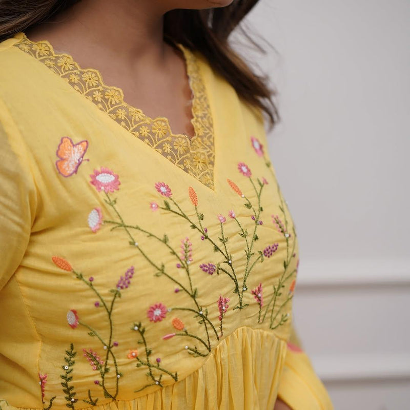 Premium Cotton Straight Fit with Embroidered Neckline kurti pant dupatta set