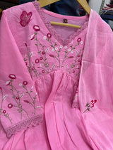 Premium Cotton Straight Fit with Embroidered Neckline kurti pant dupatta set